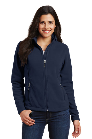 Port Authority L217 Womens Full Zip Fleece Jacket Navy Blue Front