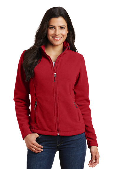 Port Authority L217 Womens Full Zip Fleece Jacket Red Front