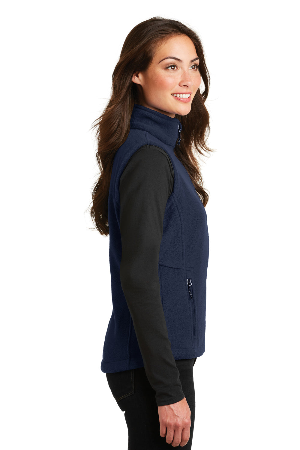 Port Authority L219 Womens Full Zip Fleece Vest Navy Blue Side