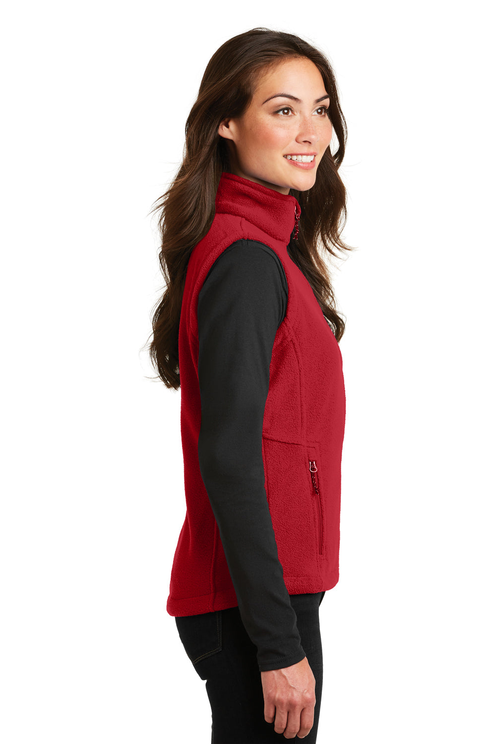 Port Authority L219 Womens Full Zip Fleece Vest Red Side