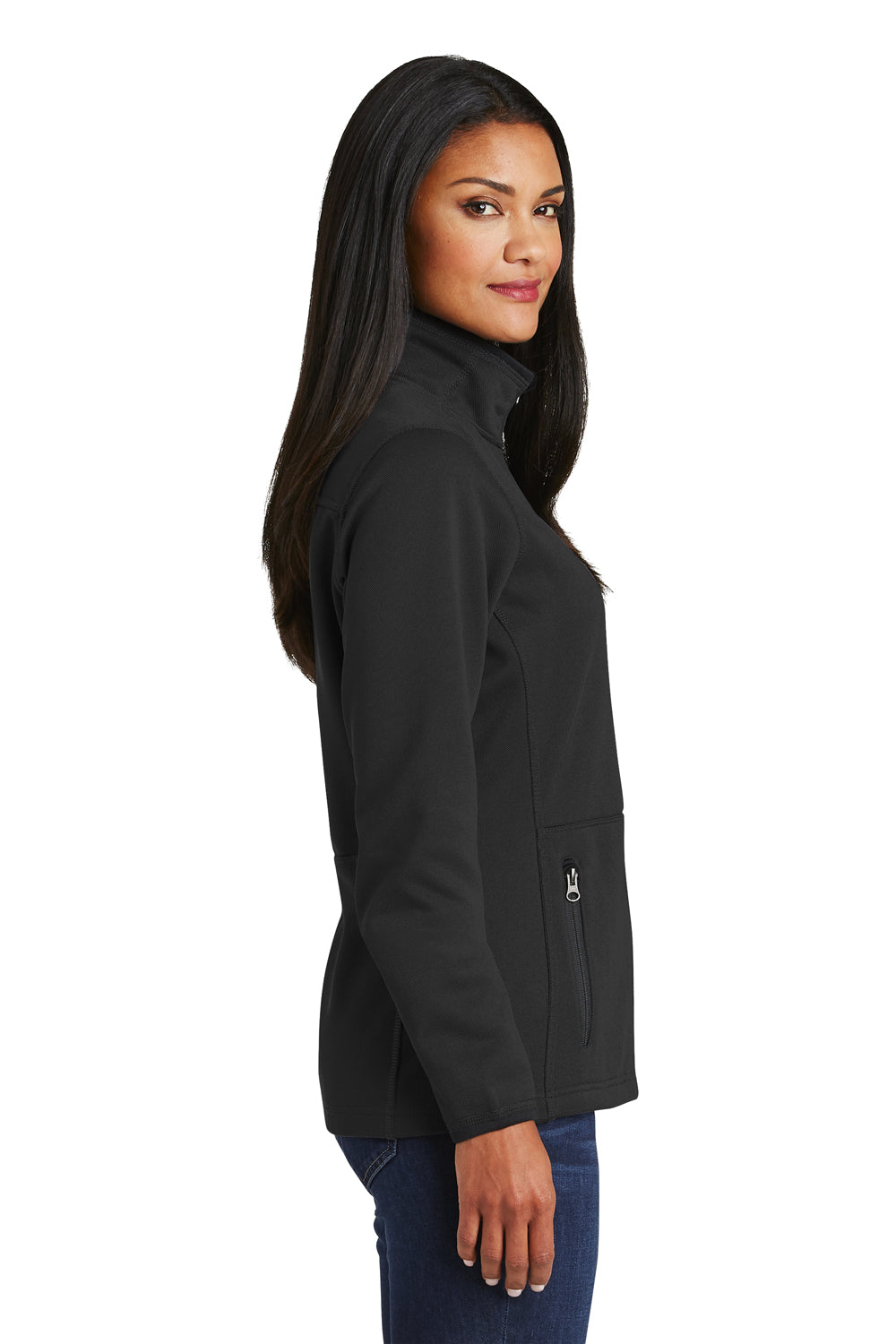 Port Authority L222 Womens Full Zip Fleece Jacket Black Side