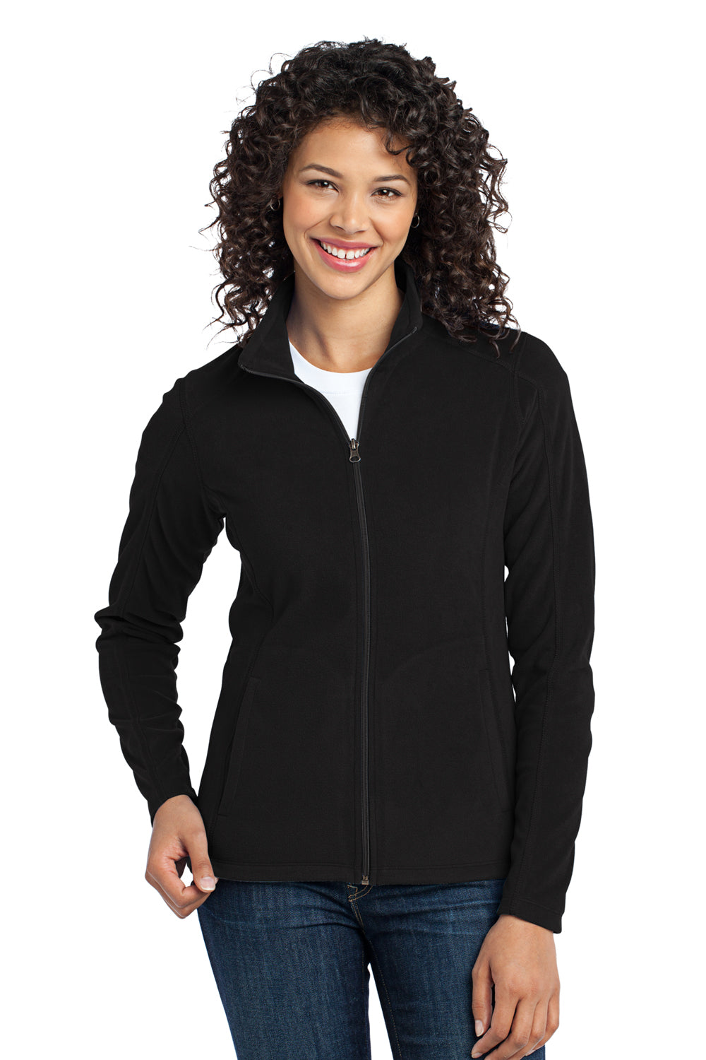 Port Authority L223 Womens Full Zip Microfleece Jacket Black Front