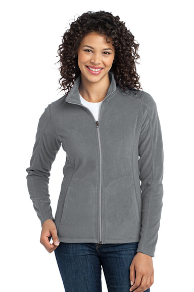 Port Authority L223 Womens Full Zip Microfleece Jacket Grey Front