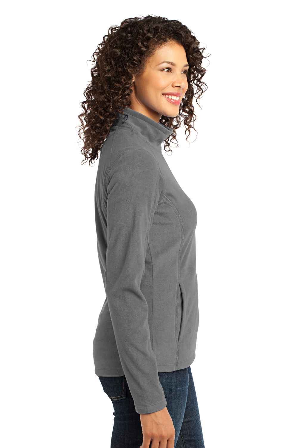 Port Authority L223 Womens Full Zip Microfleece Jacket Grey Side