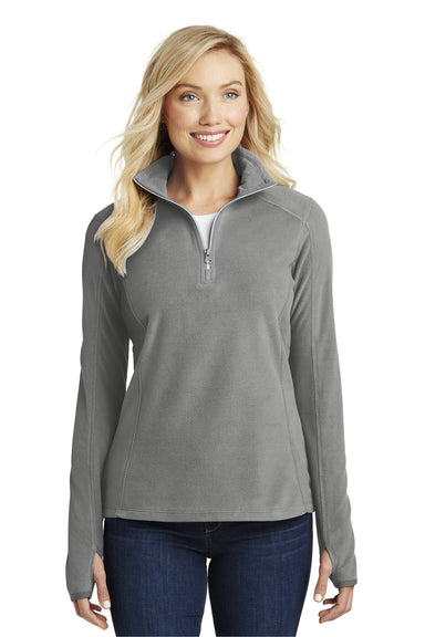 Port Authority L224 Womens Microfleece 1/4 Zip Sweatshirt Grey Front