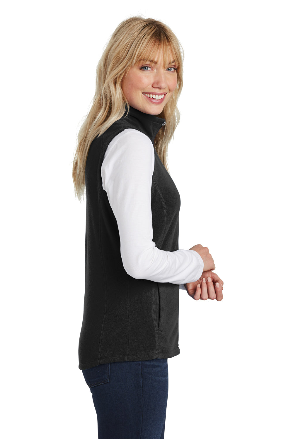 Port Authority L226 Womens Full Zip Microfleece Vest Black Side