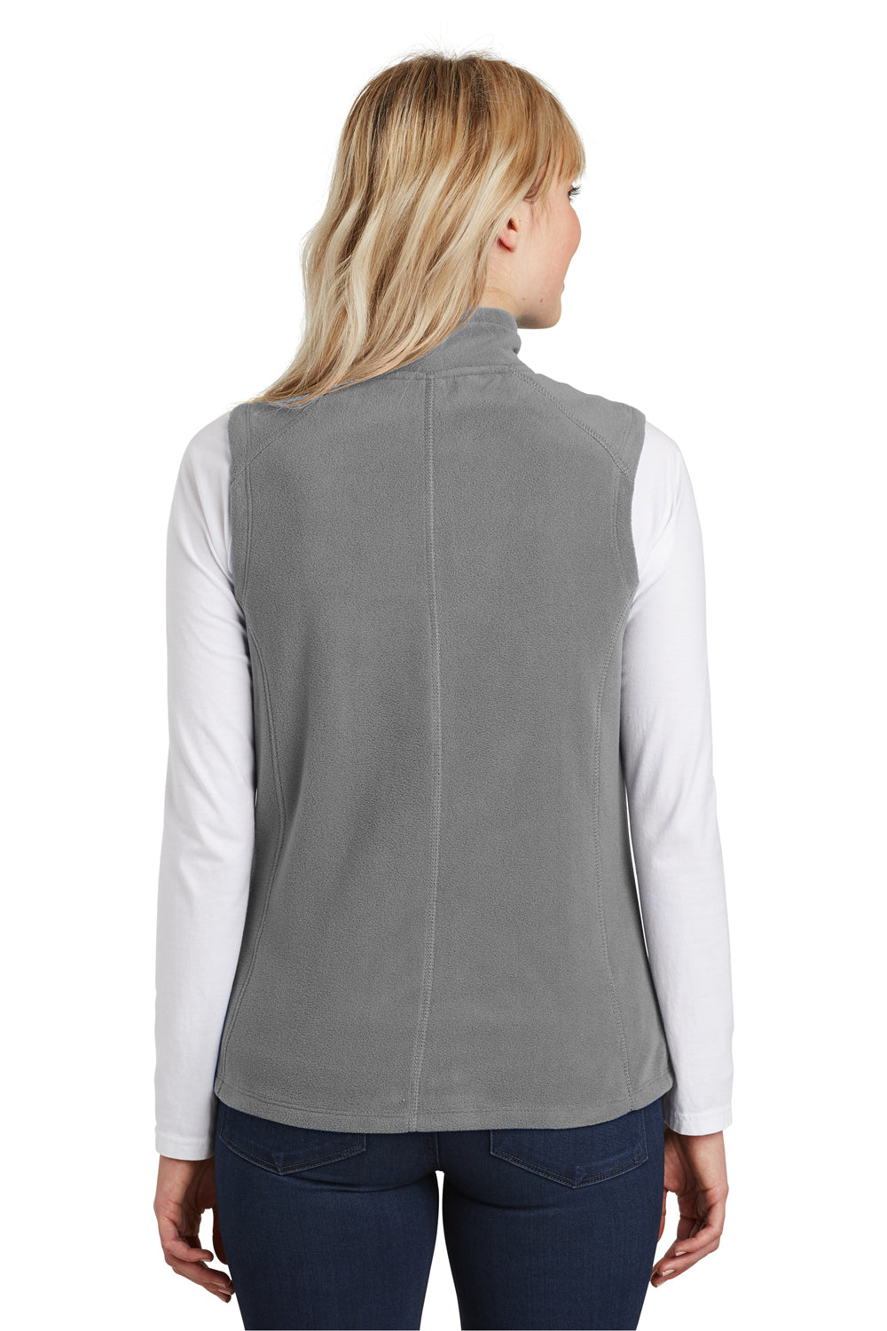 Port Authority L226 Womens Full Zip Microfleece Vest Grey Back