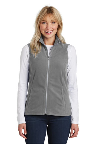 Port Authority L226 Womens Full Zip Microfleece Vest Grey Front