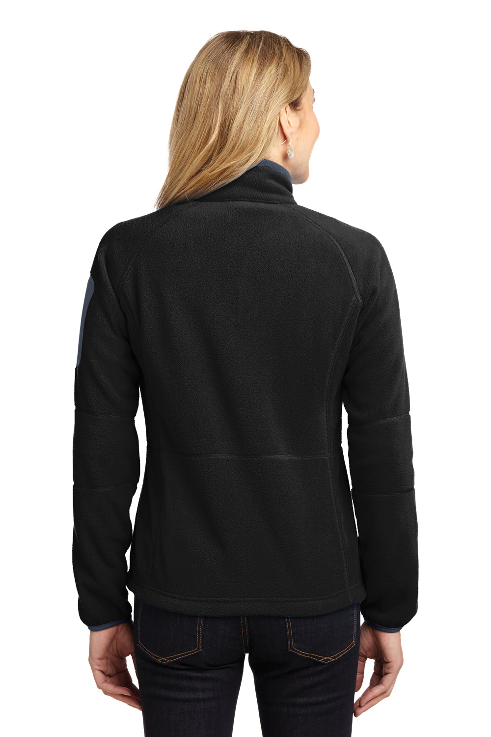 Port Authority L229 Womens Full Zip Fleece Jacket Black/Grey Back