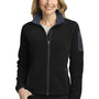 Port Authority Womens Full Zip Fleece Jacket - Black/Battleship Grey - Closeout