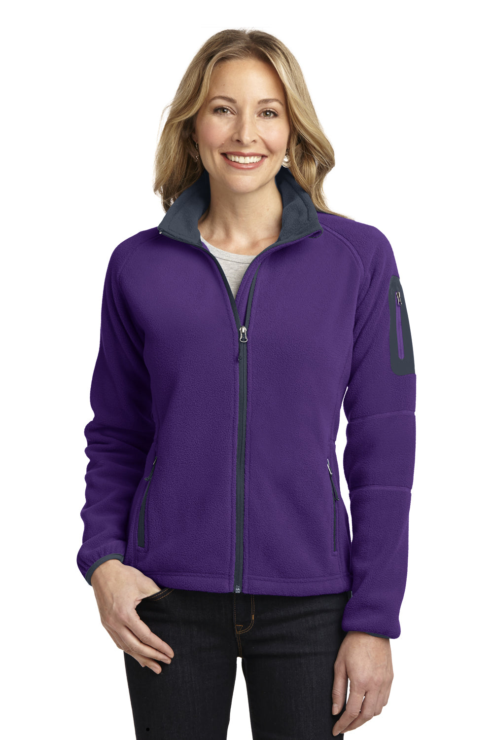 Port Authority L229 Womens Full Zip Fleece Jacket Purple/Grey Front