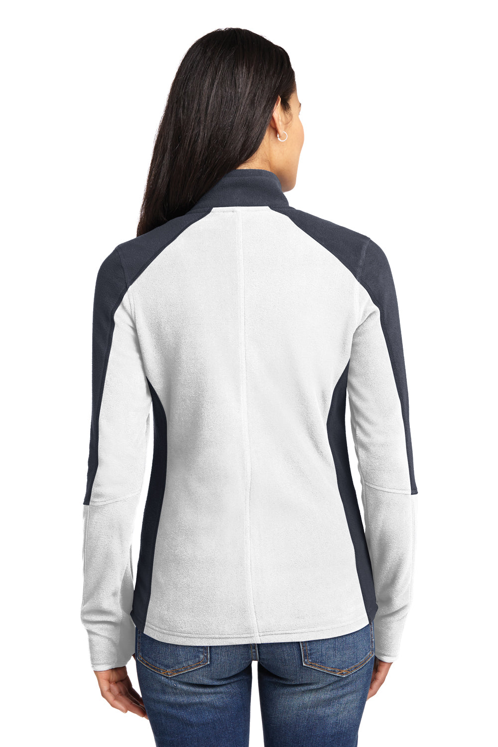 Port Authority L230 Womens Full Zip Microfleece Jacket White/Grey Back