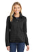 Port Authority L232 Womens Full Zip Sweater Fleece Jacket Heather Black Front