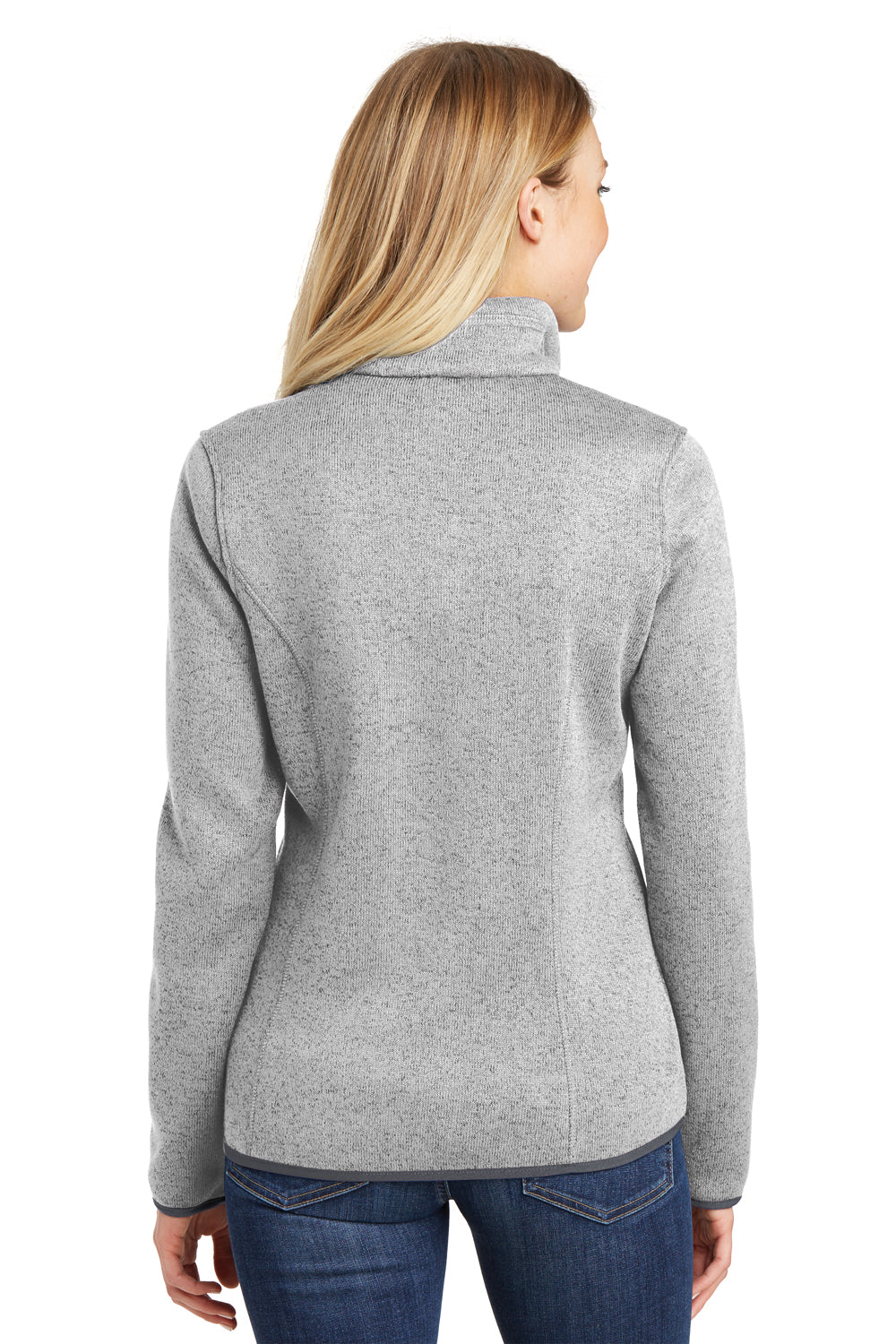 Port Authority L232 Womens Full Zip Sweater Fleece Jacket Heather Grey Back