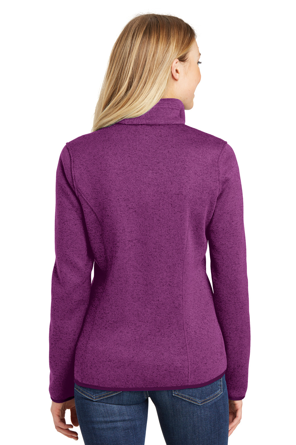 Port Authority L232 Womens Full Zip Sweater Fleece Jacket Heather Purple Back