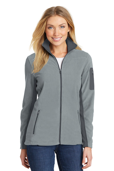 Port Authority L233 Womens Summit Full Zip Fleece Jacket Frost Grey/Magnet Grey Front