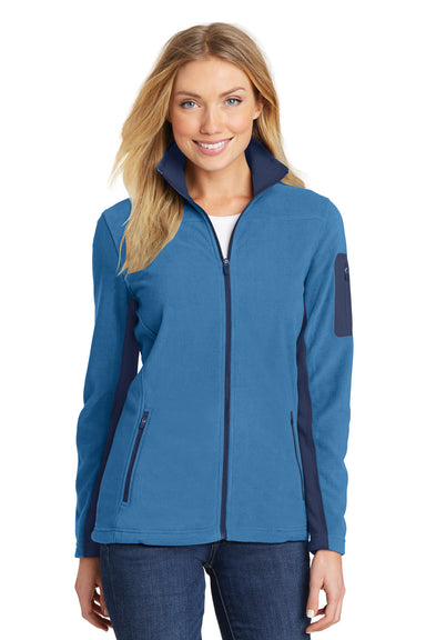 Port Authority L233 Womens Summit Full Zip Fleece Jacket Regal Blue/Navy Blue Front
