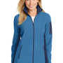 Port Authority Womens Summit Full Zip Fleece Jacket - Regal Blue/Dress Navy Blue - Closeout