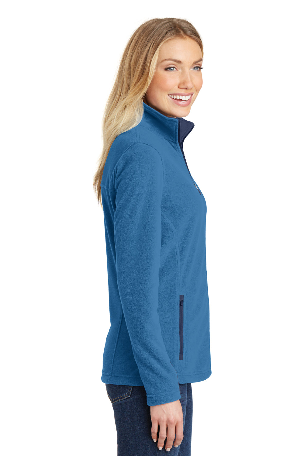 Port Authority L233 Womens Summit Full Zip Fleece Jacket Regal Blue/Navy Blue Side