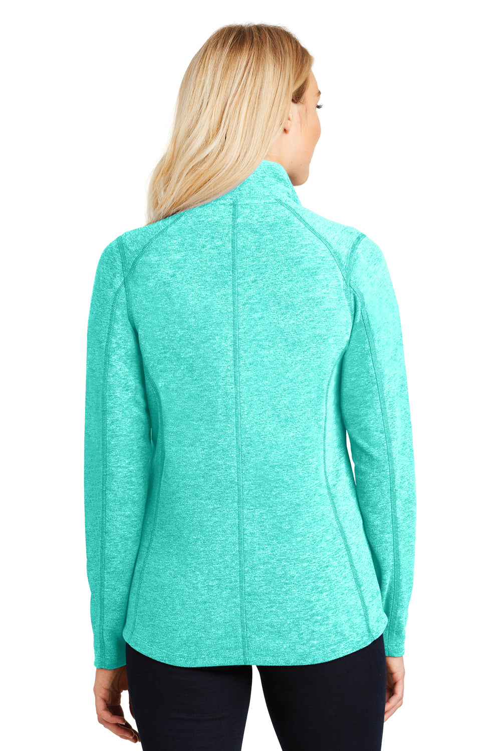 Port Authority L235 Womens Heather Microfleece Full Zip Sweatshirt Aqua Green Back