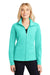 Port Authority L235 Womens Heather Microfleece Full Zip Sweatshirt Aqua Green Front