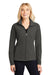 Port Authority L235 Womens Heather Microfleece Full Zip Sweatshirt Charcoal Black Front