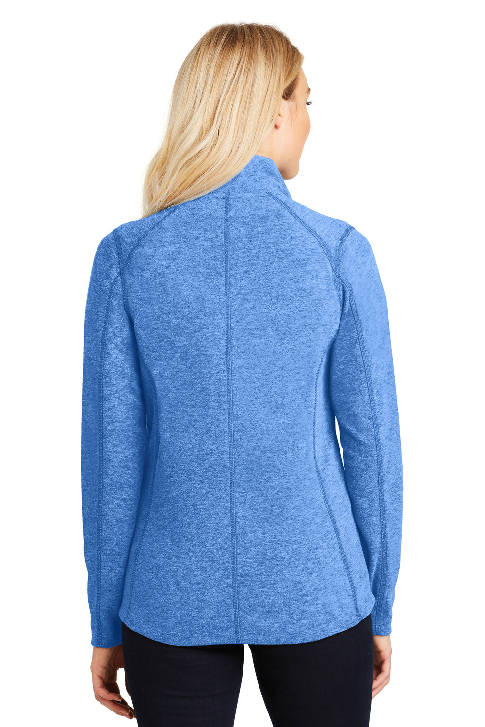 Port Authority L235 Womens Heather Microfleece Full Zip Sweatshirt Royal Blue Back