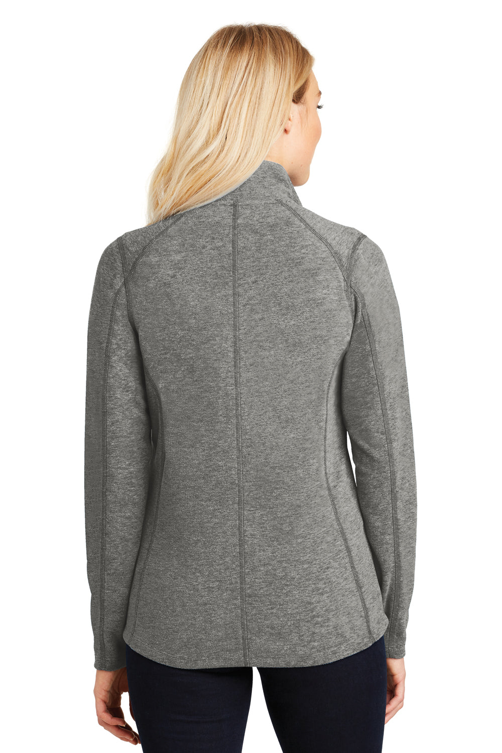 Port Authority L235 Womens Heather Microfleece Full Zip Sweatshirt Pearl Grey Back