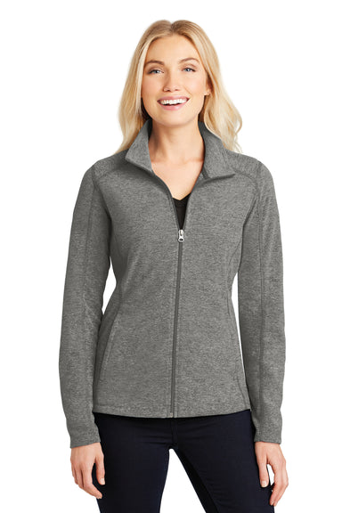 Port Authority L235 Womens Heather Microfleece Full Zip Sweatshirt Pearl Grey Front