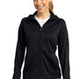 Sport-Tek Womens Tech Moisture Wicking Fleece Full Zip Hooded Sweatshirt Hoodie - Black