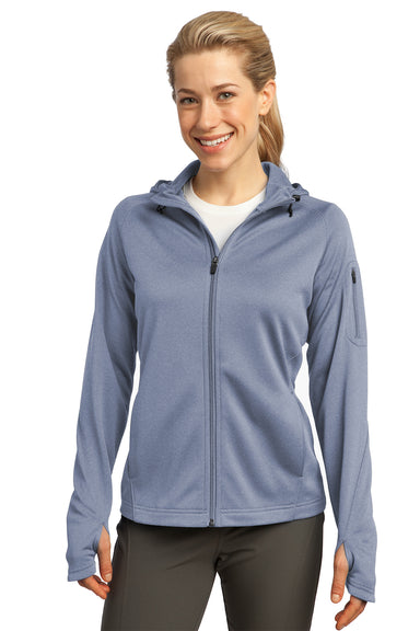 Sport-Tek L248 Womens Tech Moisture Wicking Fleece Full Zip Hooded Sweatshirt Hoodie Heather Grey Front