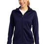 Sport-Tek Womens Tech Moisture Wicking Fleece Full Zip Hooded Sweatshirt Hoodie - True Navy Blue