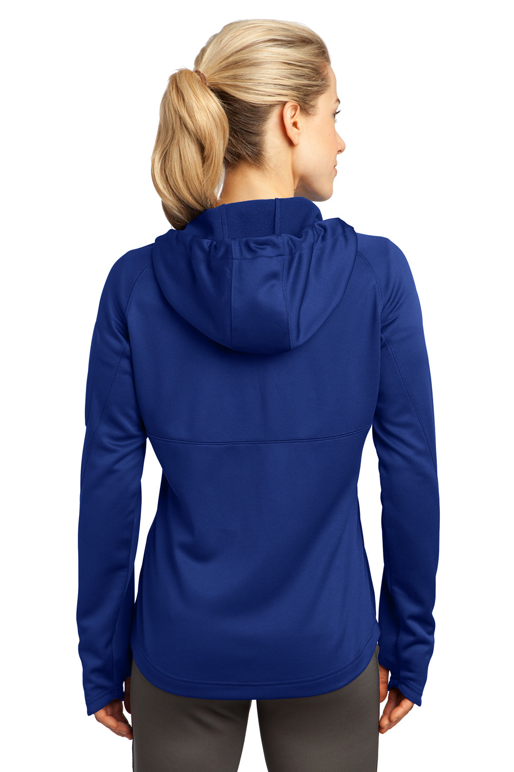 Sport-Tek L248 Womens Tech Moisture Wicking Fleece Full Zip Hooded Sweatshirt Hoodie Royal Blue Back