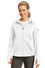 Sport-Tek L248 Womens Tech Moisture Wicking Fleece Full Zip Hooded Sweatshirt Hoodie White Front