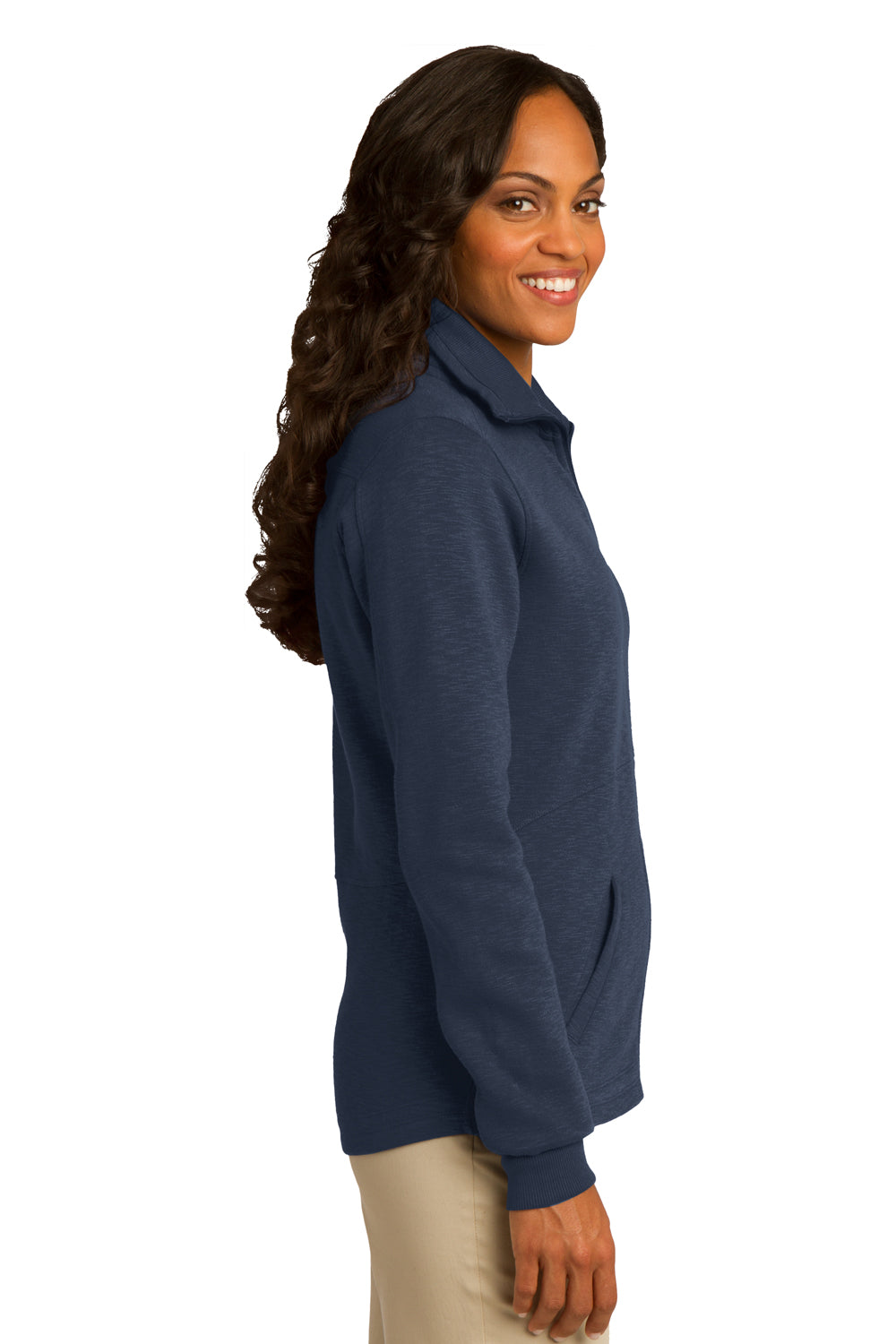 Port Authority L293 Womens Full Zip Fleece Jacket Navy Blue Side