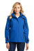 Port Authority L304 Womens All Season II Waterproof Full Zip Hooded Jacket Snorkel Blue/Black Front