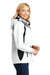 Port Authority L304 Womens All Season II Waterproof Full Zip Hooded Jacket White/Black Side