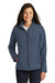 Port Authority L317 Womens Core Wind & Water Resistant Full Zip Jacket Heather Navy Blue Front