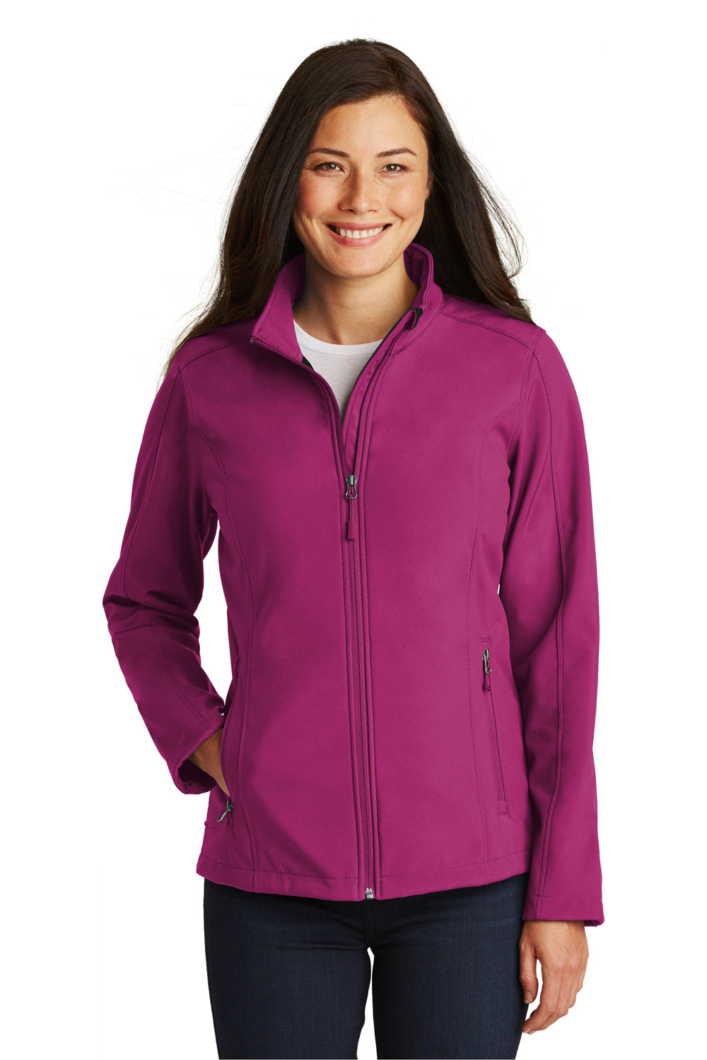 Port Authority L317 Womens Core Wind & Water Resistant Full Zip Jacket Berry Purple Front