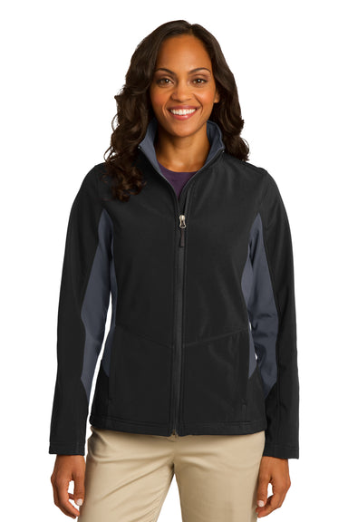 Port Authority L318 Womens Core Wind & Water Resistant Full Zip Jacket Black/Grey Front