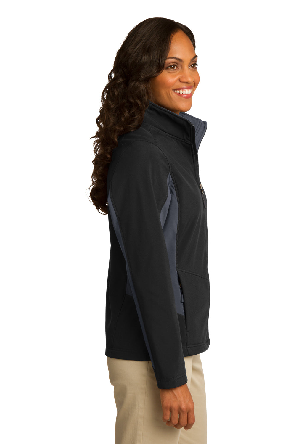 Port Authority L318 Womens Core Wind & Water Resistant Full Zip Jacket Black/Grey Side