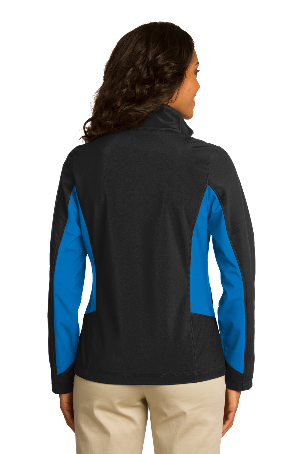 Port Authority L318 Womens Core Wind & Water Resistant Full Zip Jacket Black/Royal Blue Back