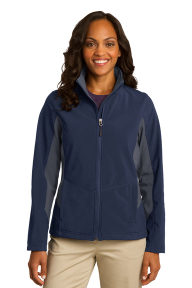 Port Authority L318 Womens Core Wind & Water Resistant Full Zip Jacket Navy Blue/Grey Front