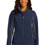 Port Authority Womens Core Wind & Water Resistant Full Zip Jacket - Dress Navy Blue/Battleship Grey - Closeout