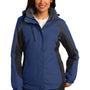Port Authority Womens 3-in-1 Wind & Water Resistant Full Zip Hooded Jacket - Admiral Blue/Black/Magnet Grey