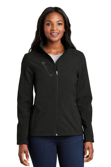 Port Authority L324 Womens Welded Wind & Water Resistant Full Zip Jacket Black Front