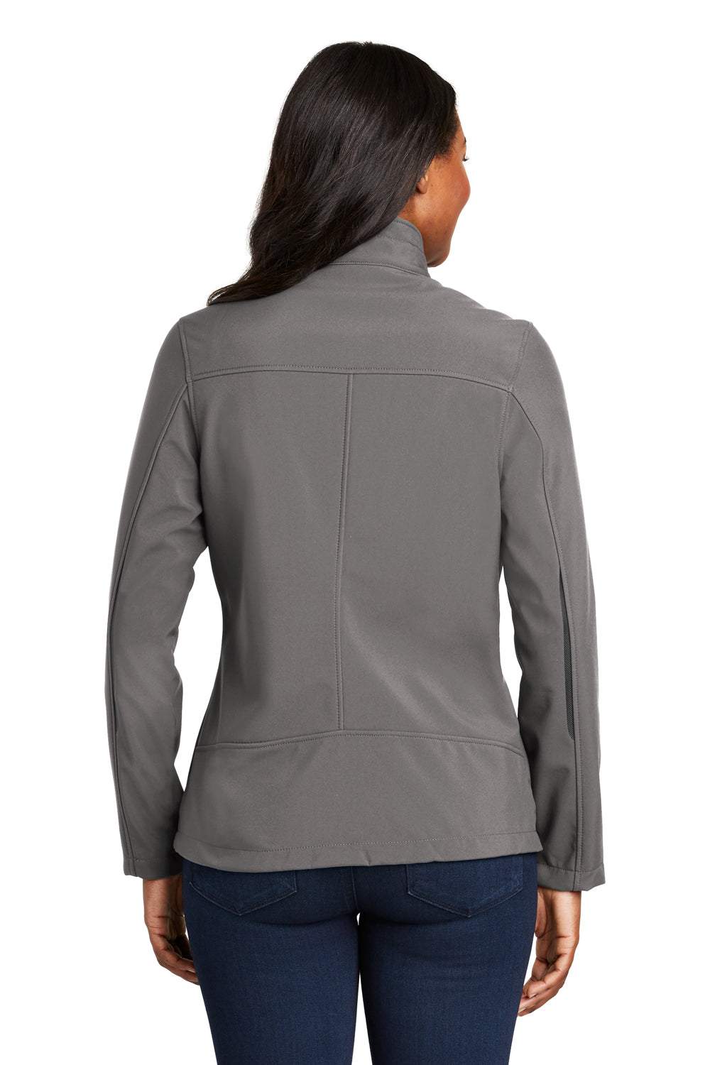 Port Authority L324 Womens Welded Wind & Water Resistant Full Zip Jacket Smoke Grey Back