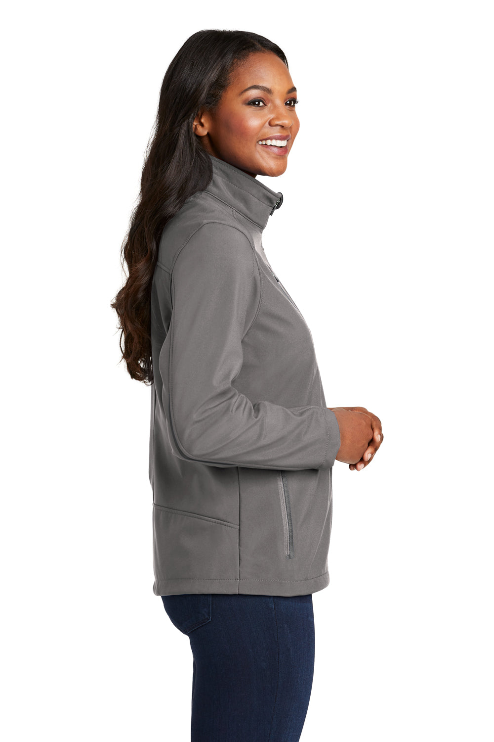 Port Authority L324 Womens Welded Wind & Water Resistant Full Zip Jacket Smoke Grey Side