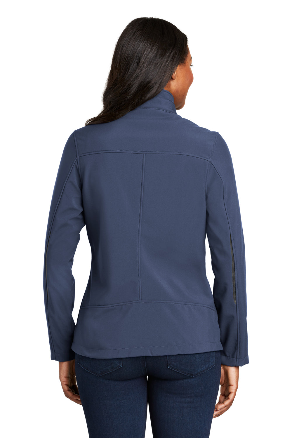 Port Authority L324 Womens Welded Wind & Water Resistant Full Zip Jacket Navy Blue Back