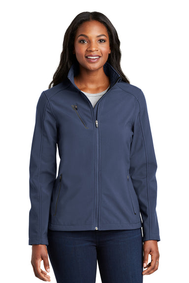 Port Authority L324 Womens Welded Wind & Water Resistant Full Zip Jacket Navy Blue Front